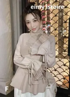 eimy istoire フレアーリボンスリーブぺプラムニット