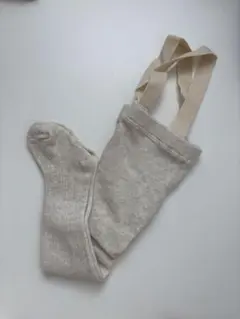 ベージュ サスペンダー付きベビータイツ 60-70cm
