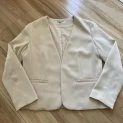 NATURAL BEAUTY BASIC ノーカラージャケット M アイボリー