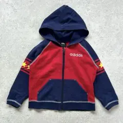 アディダス〔100〕キッズ 裏起毛フルジップパーカー ロゴ刺繍 星 フード