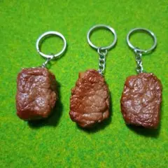 食品サンプル　お肉　キーホルダー　3個セット