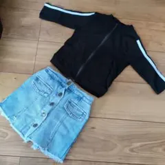 黒ジャケットとショートパンツセット 100