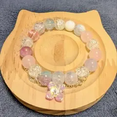 蝶モチーフ付きビーズバングル式ブレスレット