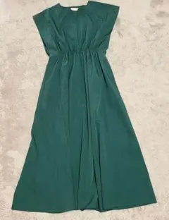 グリーン シャツワンピース 半袖