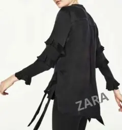 【新品】ZARA WOMAN ネイビー フリル スウェット