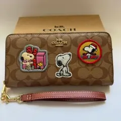 コーチ 長財布 CF218 スヌーピー パッチ シグネチャー