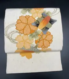 高級　正絹　洒落帯　名古屋帯　アンティーク　大正ロマン　花柄　型染　301