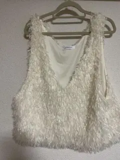 【AMERICAN HOLIC】美品　フリンジニットベスト M アイボリー