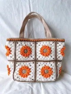 モチーフ編みトートバッグ　No.194