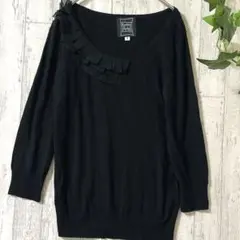 Cynthia Rowley フリルデザイン ニット 黒 サイズ2