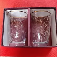 ボヘミア　カットグラス　チェコ製　2個　箱付き