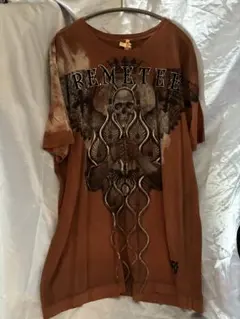 REMETEE スカルプリント Tシャツ ブラウンのサムネイル