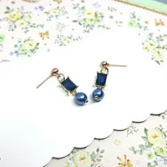 No.325☆スクエア（ロイヤルブルー） ピアス イヤリング マスクチャーム