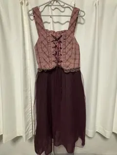 axes femme チェック柄 ストラップワンピース