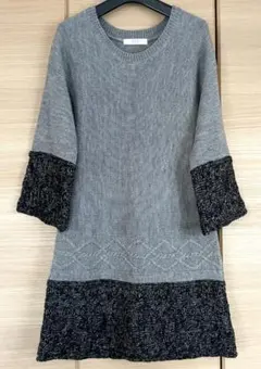 BEAMS LIGHTS ニットワンピースグレー×黒