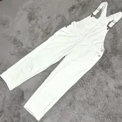 レディース デニム調 オーバーオール Lサイズ アイボリー系 サロペット