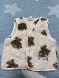 2回着用！ジェラートピケ　くま柄ふわふわベスト　70-80