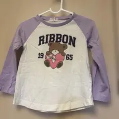 美品RIBBON クマ イラスト 長袖カットソー 100