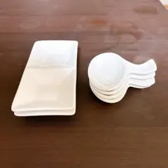 陶器製食器セット 小皿4枚 長皿1枚