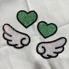 うちわデコ デコうちわ パーツ 文字 羽　ハート　緑