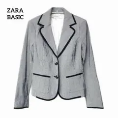 ザラ ZARA BASIC【S】テーラードジャケット ストライプ グレー 綺麗め