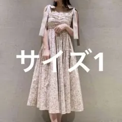 SNIDEL ショルダーリボンフラワーワンピース BEG