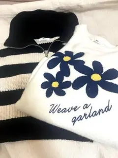 WEGO ストライプ ハイネックニット 花柄セーター2点　フリーサイズ