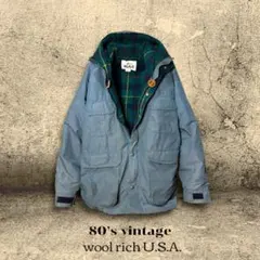 80s USA製 ウールリッチ マウンテンパーカー L 紺タグ ブラックウォッチ
