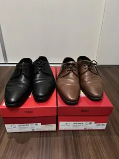 HUGO BOSS ビジネスシューズ 本革 黒・茶2足　26cmのサムネイル