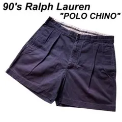 90s ポロ ラルフローレン ツータック ブラック チノショーツ w40