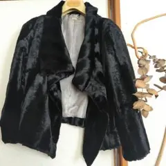 ROPE'　ブラック ファーショートジャケットコート