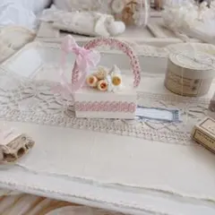 ワンハンドルお花のバッグ、ピンク