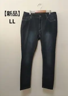 【新品】大きいサイズ　LL　ダークブルーウォッシュ加工 スキニーデニム