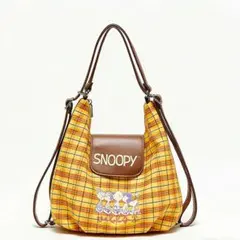 スヌーピー チェック柄ショルダーバッグ