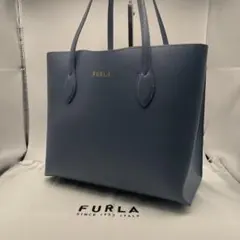 【極美品】FURLA フルラ トートバッグ 現行 エラ　 オールレザー 水色