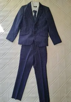 【美品】ネイビー ストライプ フォーマルスーツ ネクタイ付き