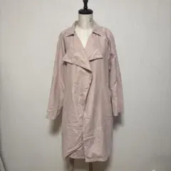 スプリングコート　ロングコート　トレンチコート　ピンク　レディース