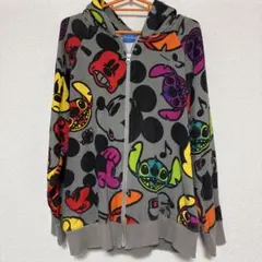 ミッキー スティッチ 総柄パーカー Mサイズ