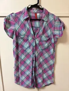 H&M チェック柄 半袖シャツ サイズ34