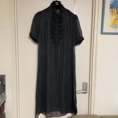 極美品　23区　水玉ワンピース　フリル　可愛い　黒　サイズ40 リボン　ベルト