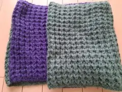 リバーシブル スヌード 紫と緑