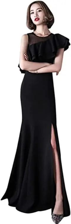 『ヴォーグ VOGUE (0143-3) ブラック ロング パーティードレス