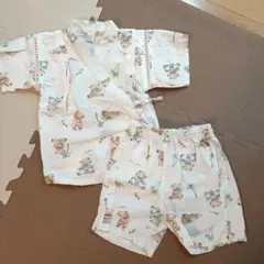 après les cours 甚平 動物柄 ホワイト