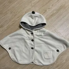 COMME CA ISM ベビーポンチョ・マント リバーシブル白グレー