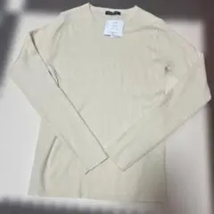 リブ編み長袖ニット　セーター　M クリーム色　白　しまむら