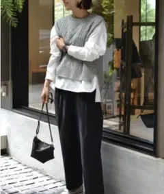 OURHOME アワーホーム 洗えるフリンジベスト チャコールグレー - メルカリ