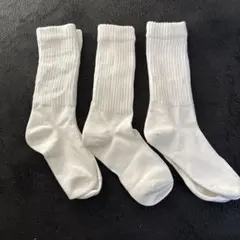 ユニクロ　ルーズソックス　新品未使用タグなし ホワイトリブ編みソックス3足セット