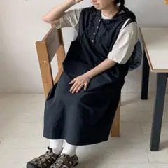 baon ネイビー フード付きワンピース