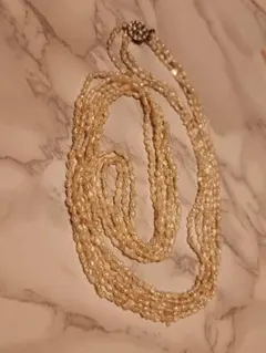 【希少】淡水ライスパール3連ネックレス　rice Pearl necklace
