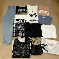 中学生高校生レディース Tシャツ、シャツ、バッグ、デニムなど春夏洋服13点セット